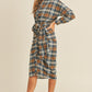 Mable Plaid Flannel Front Tie Button Down Shirt Dress